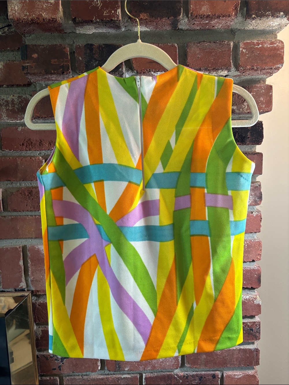 Vintage Sears Colorful Retro Abstract Sleeveless Top - Size Small - Picture 4 of 5